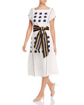 Tory Burch Floral Embroidered Striped ...